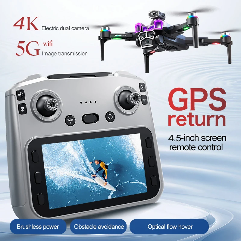 A19 PRO GPS Drone 4K Professional HD Dual Camera 5G WIFI Brushless Motor FPV Quadcopter Foldable Aerial Photography Screen Drone