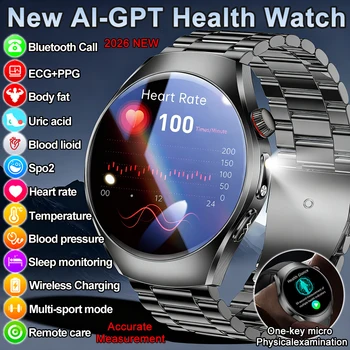 2026 Nuovi Orologi Intelligenti per la Diagnosi della Salute, Sportivi, con ECG, Frequenza Cardiaca, Pressione Sanguigna, Acido Urico, Impermeabili, per Uomini e Donne
