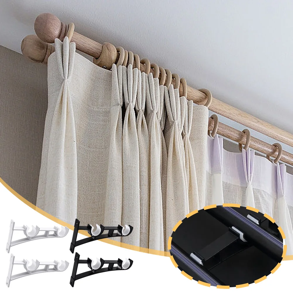 Curtain Rod Holders Wall Mount Bracket Aluminum Alloy 2 Pack