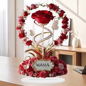 Red Rose MOM Ornament 1