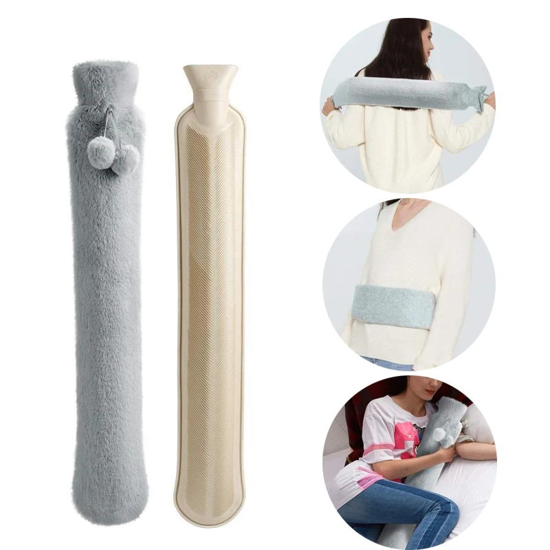 

Long Stander Hot Water Bottle Bed Warm Waist Back Hot Water Bottle With Super Soft Plush Material Cover 2L Pure Natural Rubber