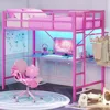 Twin Metal Loft Bed with LED Lights, Loft Bed Twin Size with Full-Length Guardrail &Clothes Rack, Heavy Duty Loft Beds Frame 1