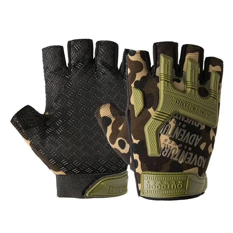 Camouflage Tactical Training Half Finger Anti-Slip Cycling Cs Combat Fingerless Hunting Hiking Gloves