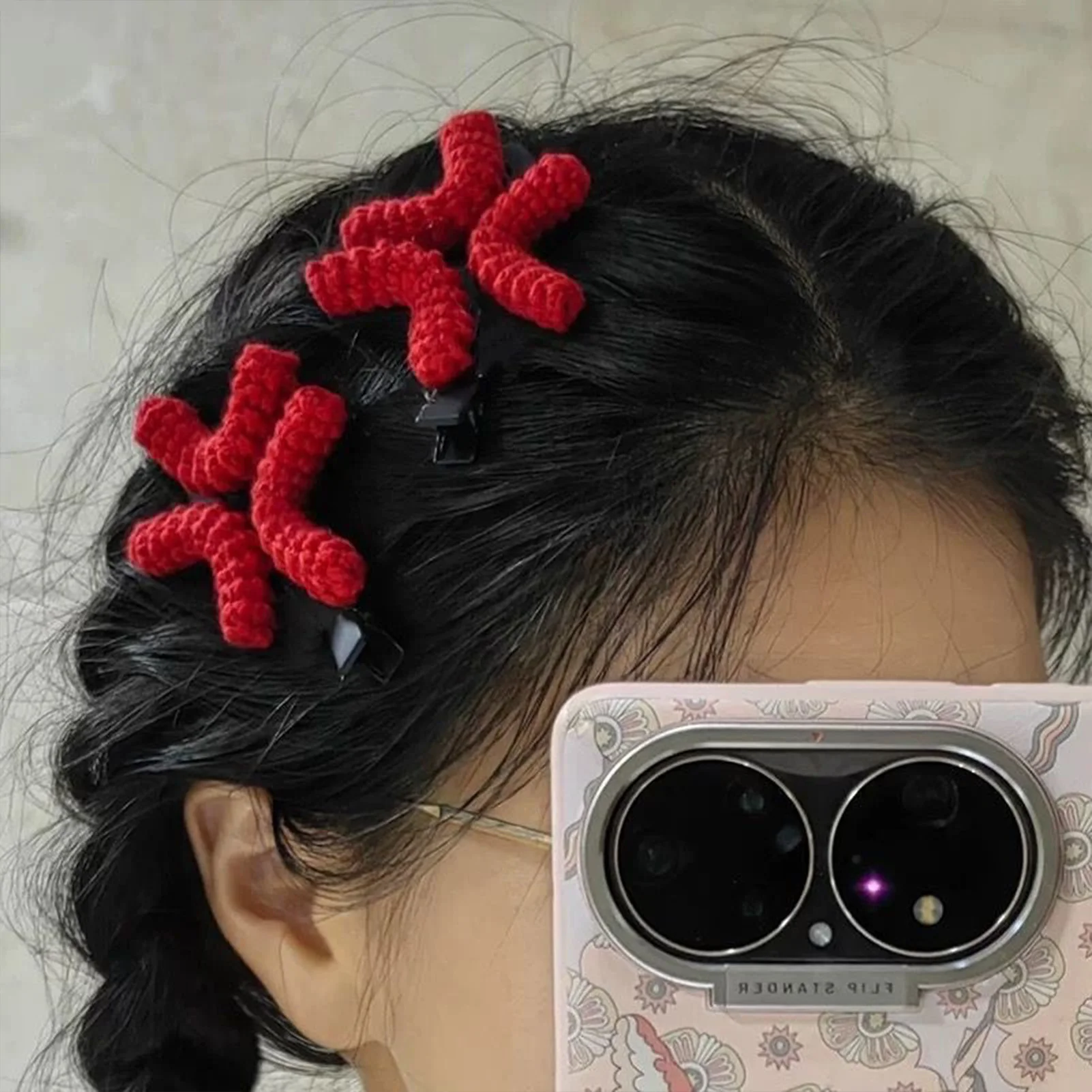 Anime Angry Expression Hairpin Girls Funny Hair Clip Knitted