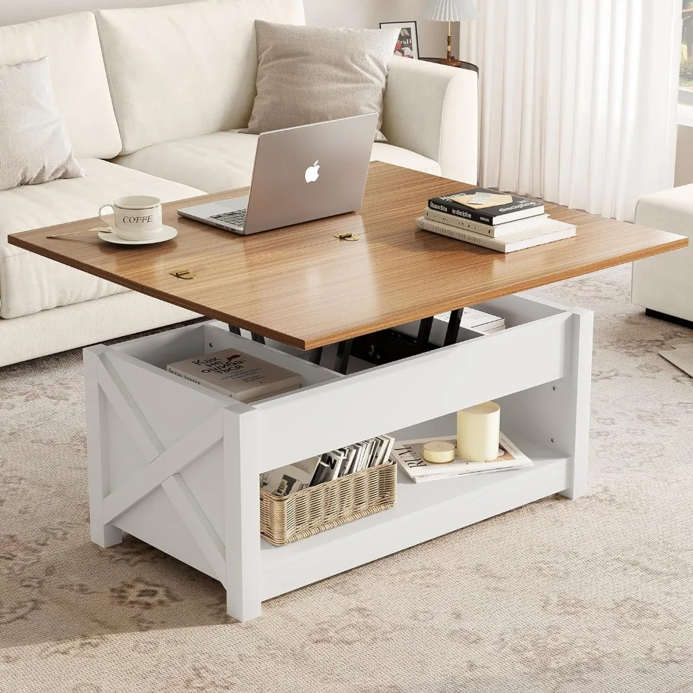 

DWVO Lift Top Coffee Table, 3 in 1 Multifunctional Coffee Table with Storage, Coffee Table with Lifting Top and Hidden