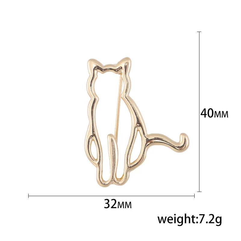 Blucome New Fashion Smooth Surface Cat spilla creativa Color oro lega animale Pin accessori donna versatili