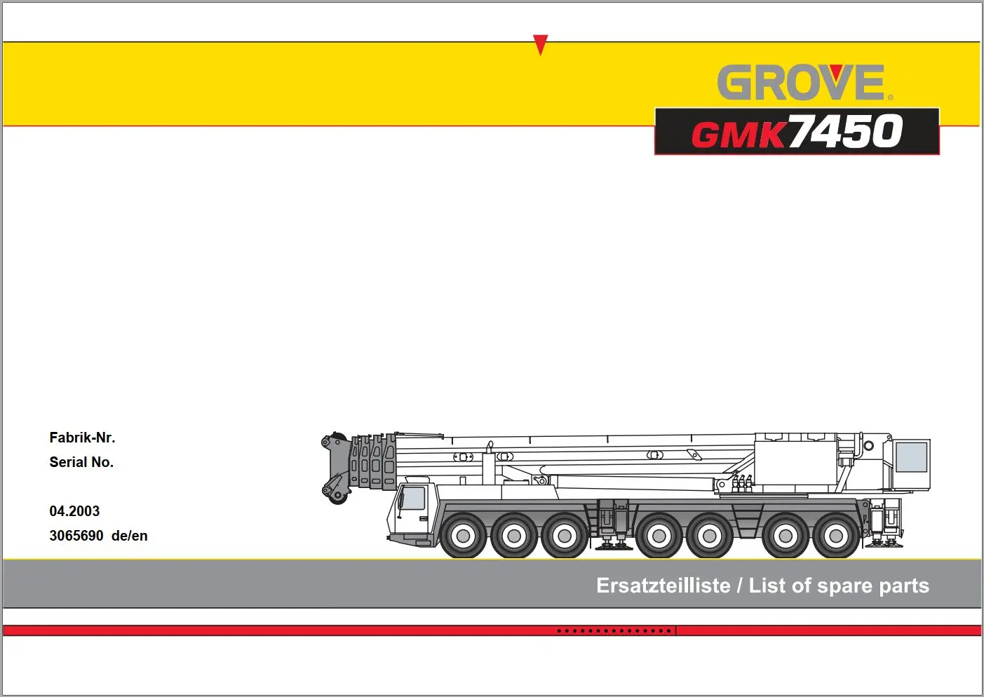 

Grove GMK Crane 2023 Spare Part Catalog Manual PDF EN DE