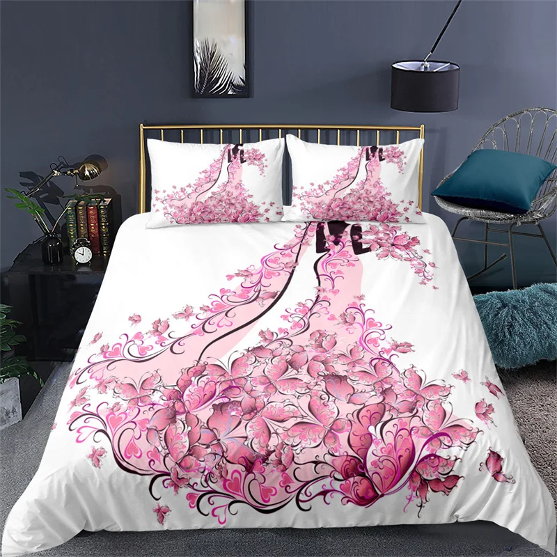 3D Shiny Red Golden Rose Flowers Duvet Cover Set with Pillowcase Valentine's Day Luxury Bedding Set Bedroom Dorm Decor Bed Sets