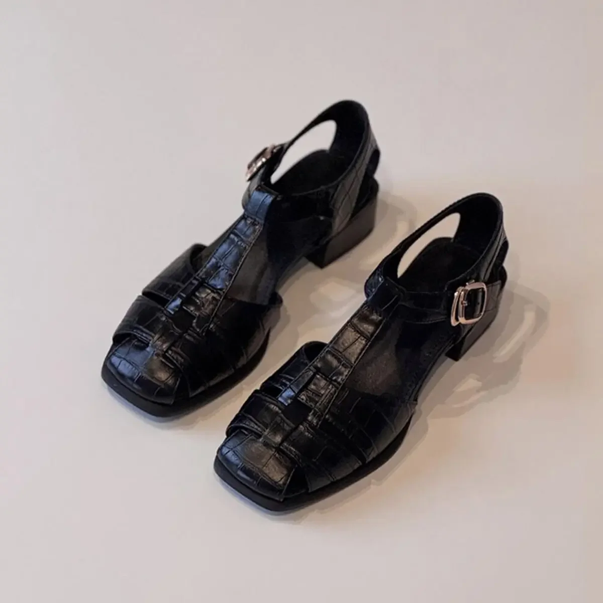 Women's Sandals Summer New Fashion Weave Vintage Breathable Roman Shoes Lightweight Comfortable Buckle Strap Casual Shoes