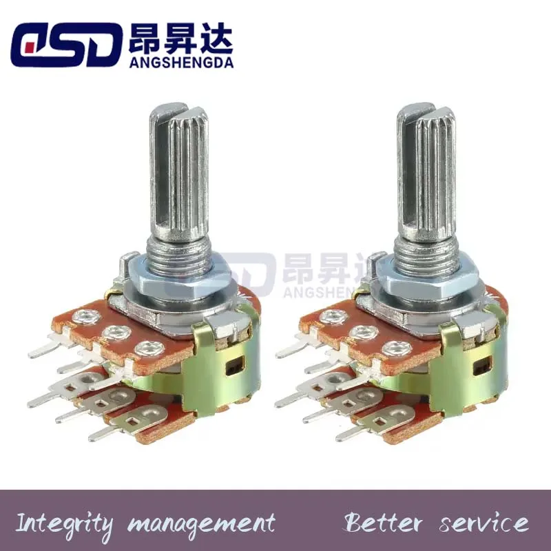 

10PCS WH148 6pin Dual-gang Potentiometer B1K 2K5K10K20K 50K 100K 500K Shaft Length 20MM