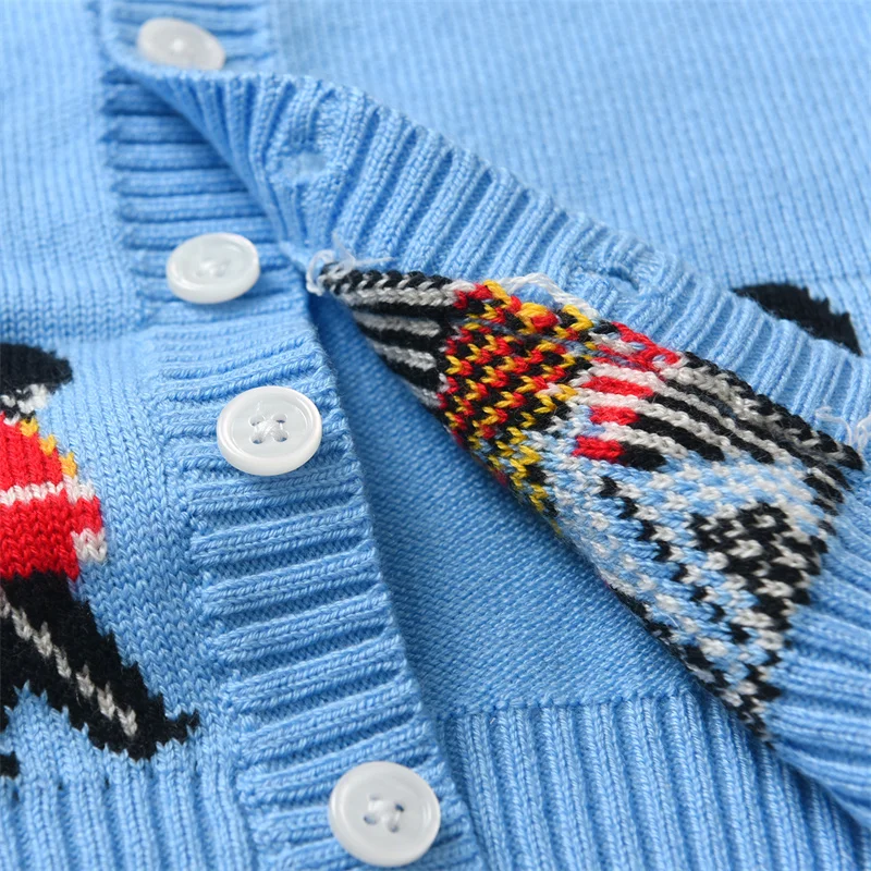 Boy Knitwear Cardigan Knit Sweaters for Boys Pullovers Kids Embroidery Soldier Knitted Sweater Children Winter Tops Baby Coat