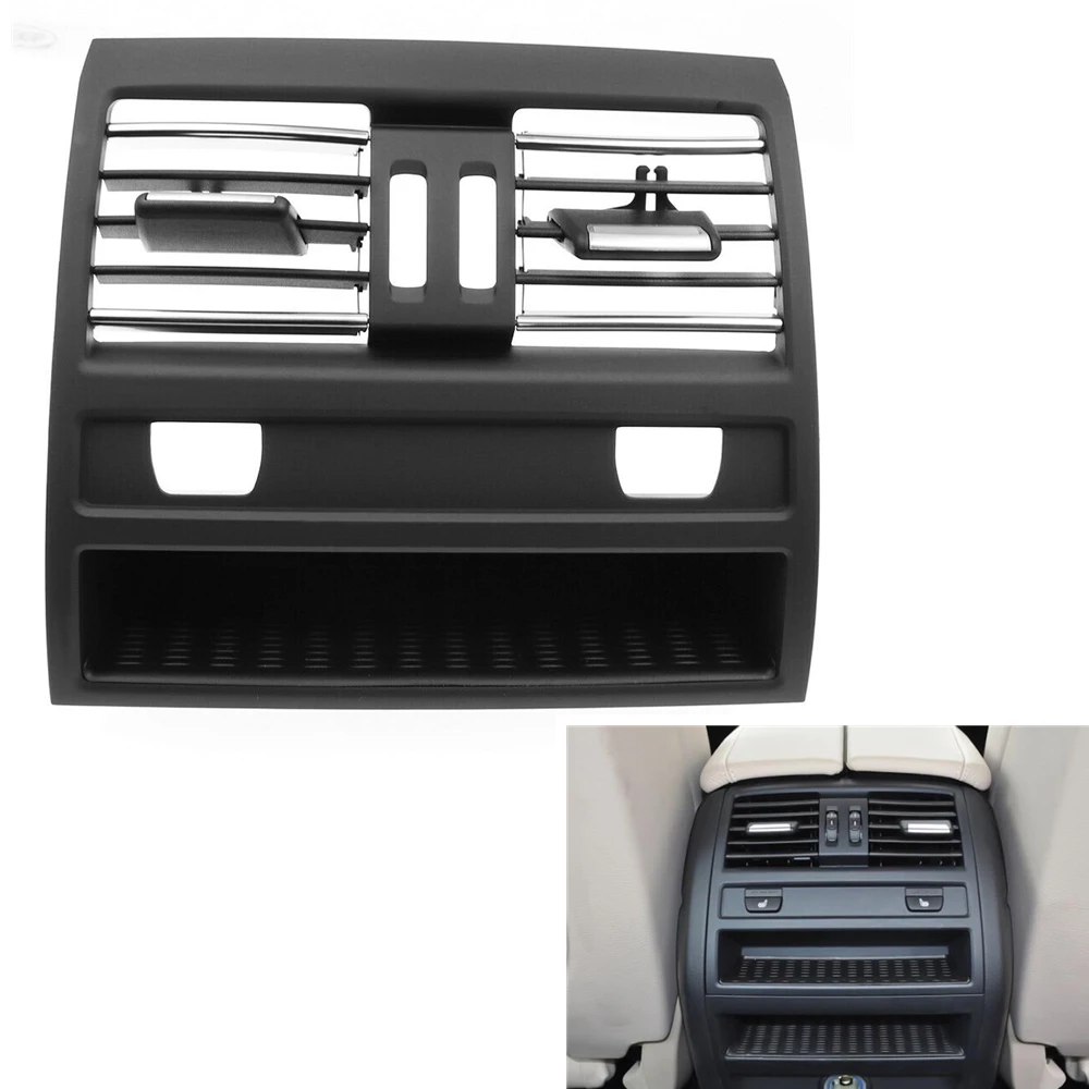 

Black Chrome Car Rear Central Center Frame Console Fresh Air Outlet Vent Grill For BMW 5 Series 535i 535d F10 F11 2010-2016