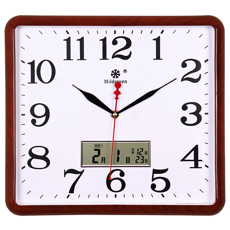 Large Square Digital Wall Clock with Led Calendar Color:Style 1;Sheet Size:13INCH 33X33CM