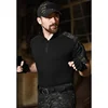 Summer Black Camo Training Set Mens Half Zip Combat Tops Waterproof Tactical Suit Elastic Multiple Pockets Quick Drying 3-pcs 4