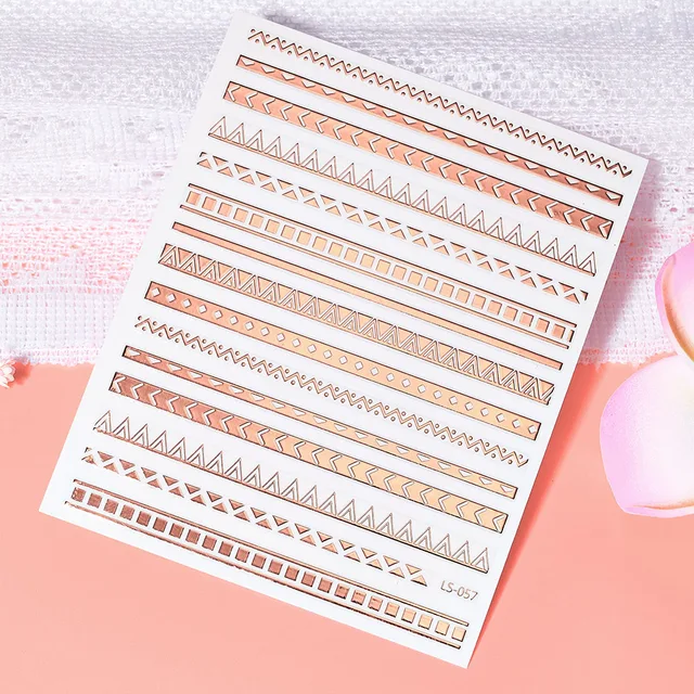1 Pc Nail Strip Stickers Black/Gold/Rose Gold/Silver Metal Strip Tape Nail Art Adhesive DIY Foil Tips Nail Sticker Decals NK11 NKZ177-LS057-05