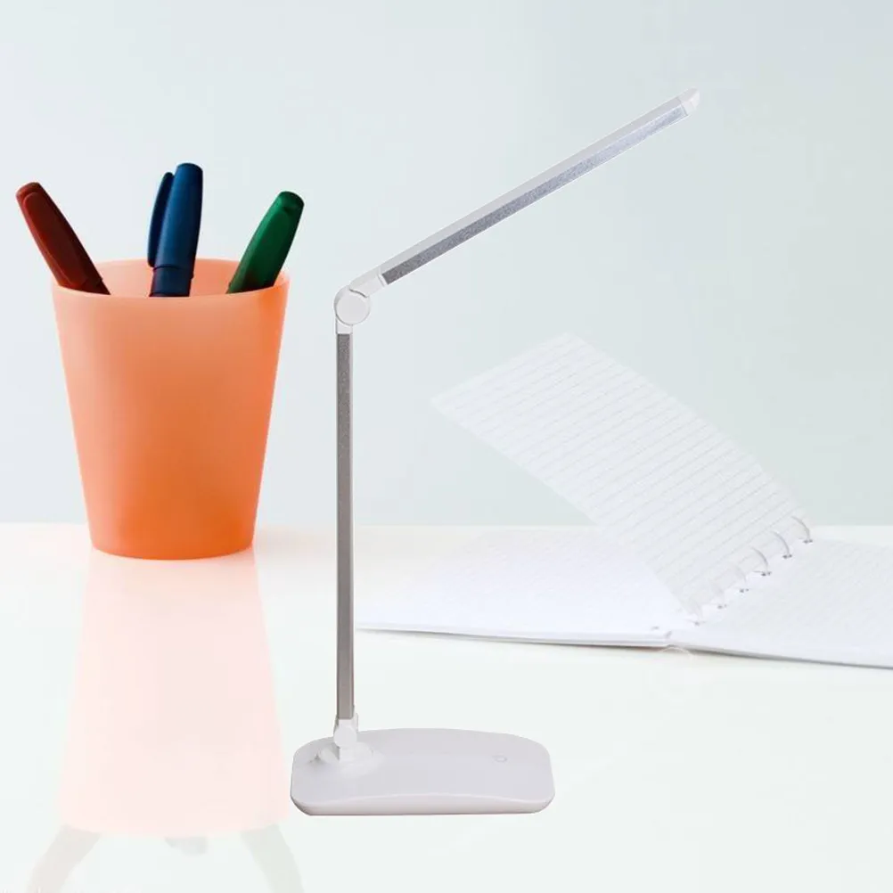 LED 접이식 터치 컨트롤 책상 램프 실버 알루미늄 합금 조절 가능한 디밍 독서등 USB 충전 책상 램프