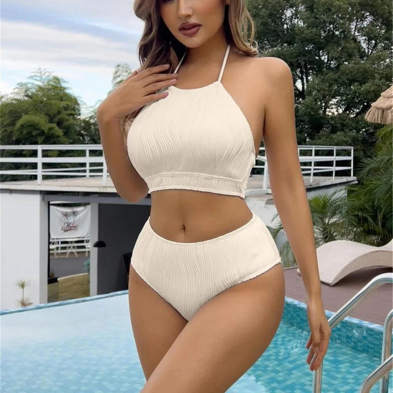 2024NewinsSwimsuit Women's Split High Waist HAILANG Solid Color Internet Celebrity Bikini