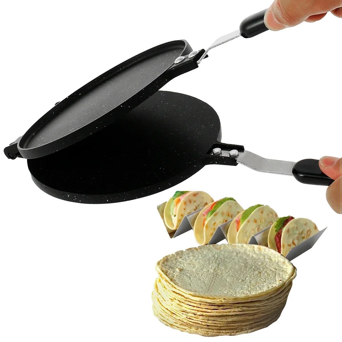 Tortilla Press Pan Non-Stick Baking Trays Pressing Mold Multipurpose Tortilla Dough Press Stove Top Pan Kitchen Cooking Tools