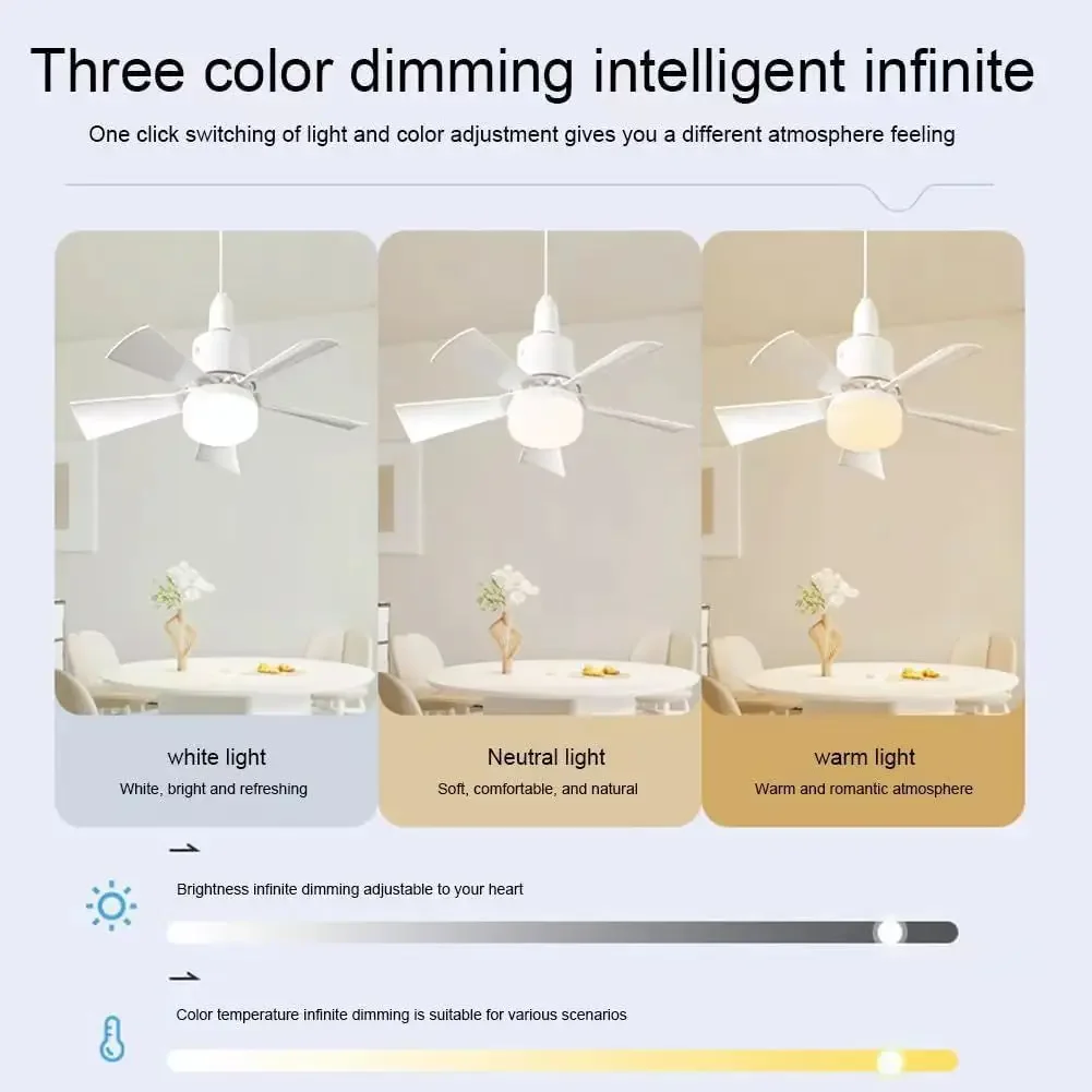 Household detachable fan blades, small fan, restaurant bedroom, intelligent remote control ceiling fan, wind and light adjustmen 2