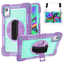 Kids Safe Silicone Tablet Cover with Shoulder Strap - Durable Tablet Case in Vibrant Colors for Tab M11 11inch (Purple Green)