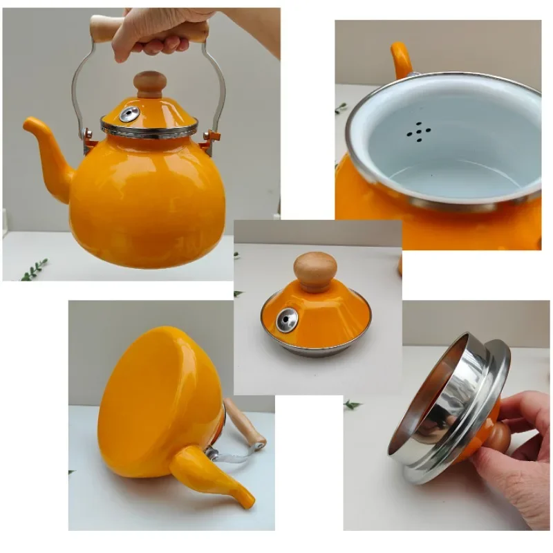 Vintage Enamel Whistling Tea Kettle Home and Kitchen 2.5L