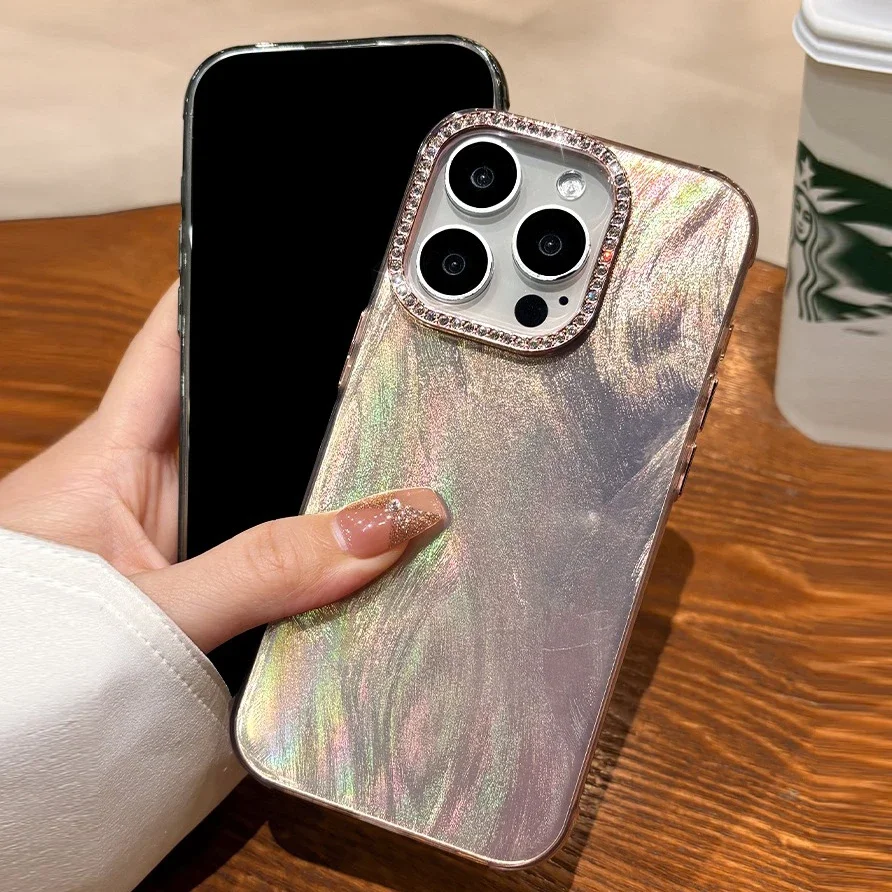 Glamorous Diamond Bling Feather Laser Aurora Shockproof Camera Case