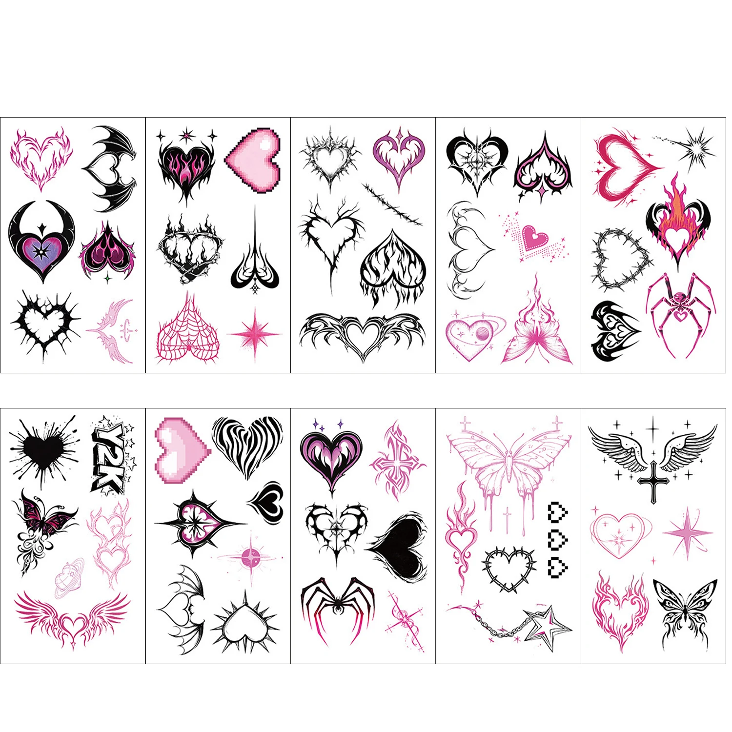 Waterproof Temporary Tattoo Stickers Pink Black Gothic