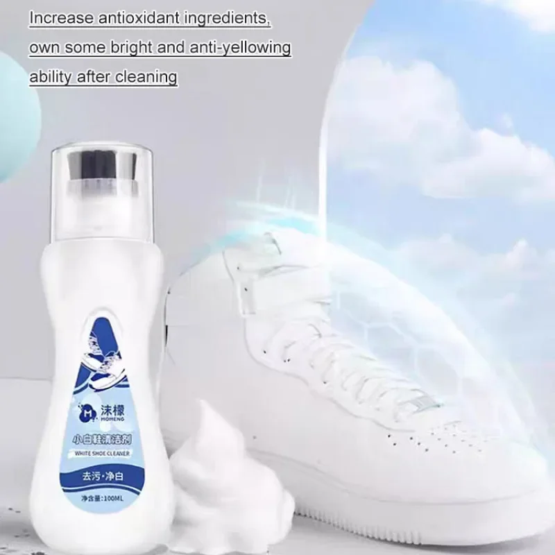 100ml White shoes cleaning whitening artifact with brush head powerfully removes stubborn stain household yellow decontamination