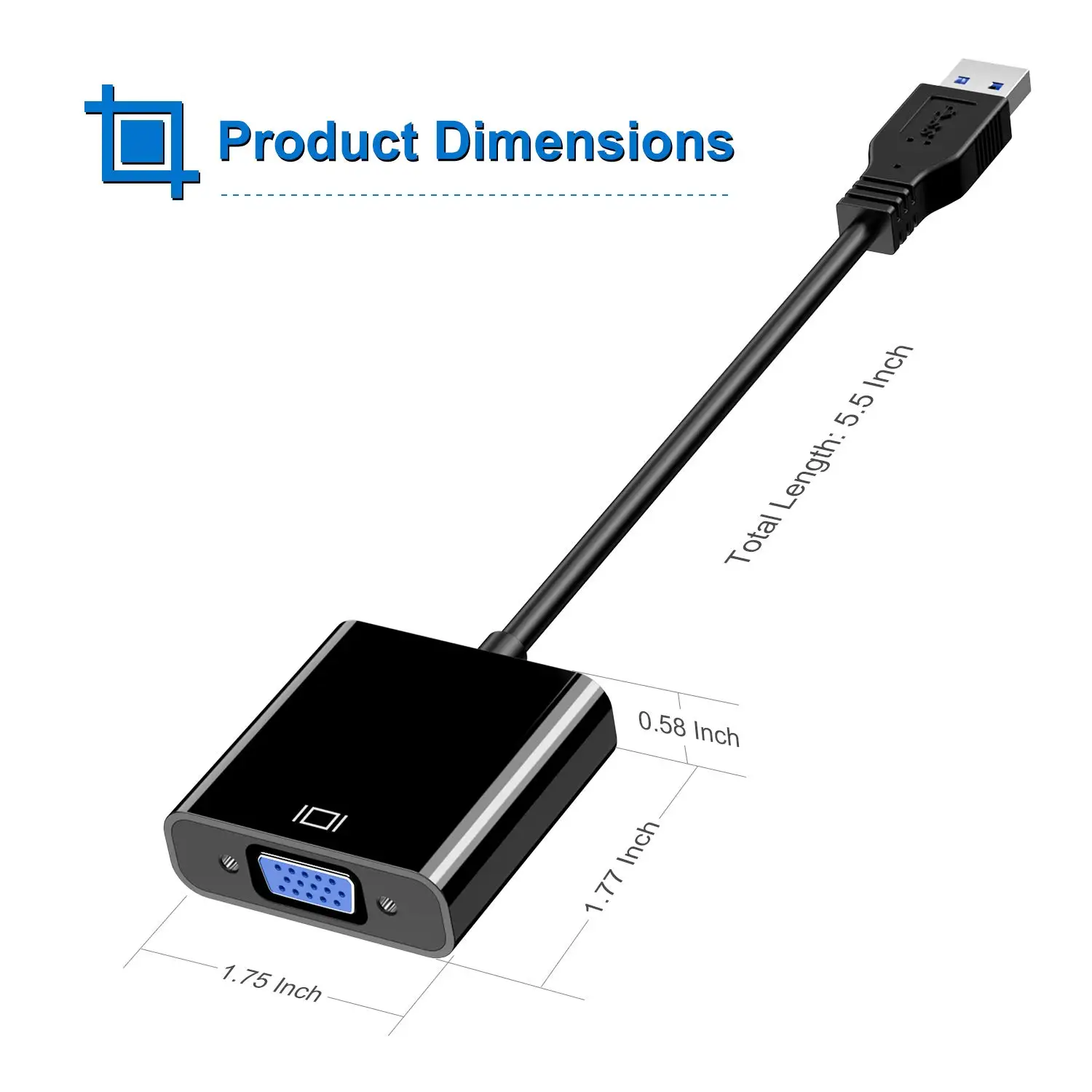USB to VGA Adapters Converter 1080P Computer To Monitor Expansion Screen Suitable for Projectors Laptops Monitors PC TVs