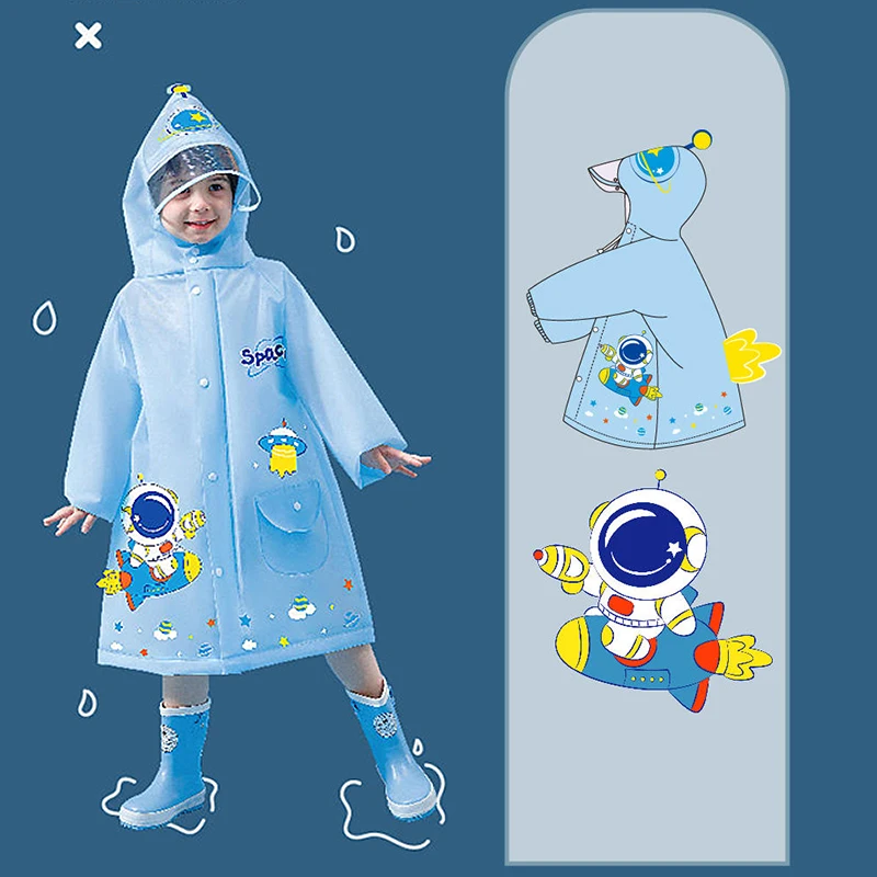 1pc Outdoor Children Raincoat Cute Cartoon Dinosaur Rainwear Kindergarten Rain Coat Jacket Portable Rain Poncho with Zipper