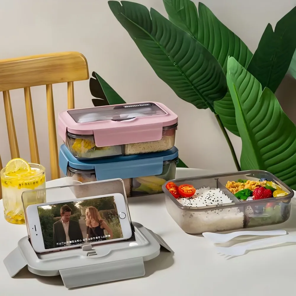Lunch Box 1pc Portable Divided Insulated Nordic Style Box kitchen storage box,rice storage box,food storage container,food storage box,storage box