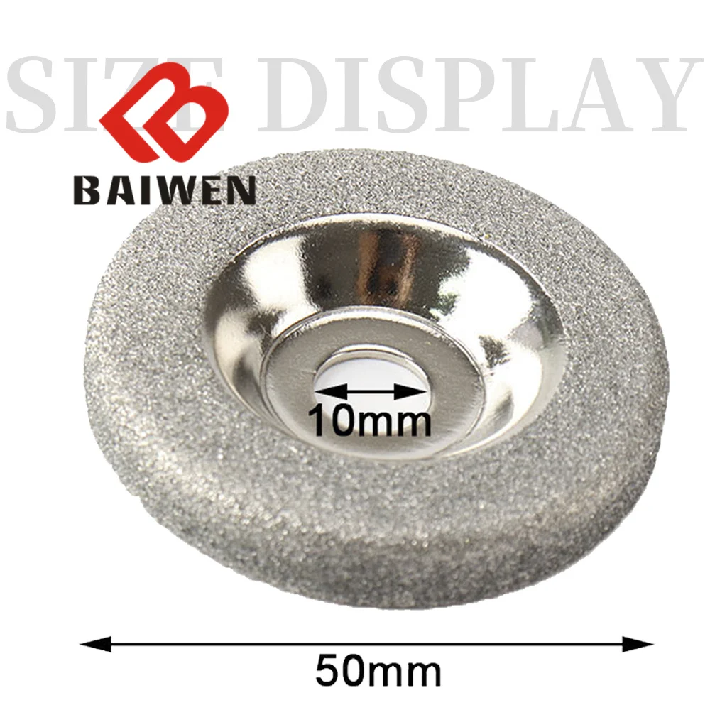 2Inch/50mm Diamond Grinding Wheel Disc Cup Emery Milling Sharpener 10mm Hole Rotary Tool For Glass Stone 150/180/320 Grit 1Pcs abrasive wheel grinding disc grinding wheel