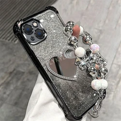 Luxury Bracelet Shockproof Glitter Heart Mirror Phone Case for OPPO A15 or A15S (4)