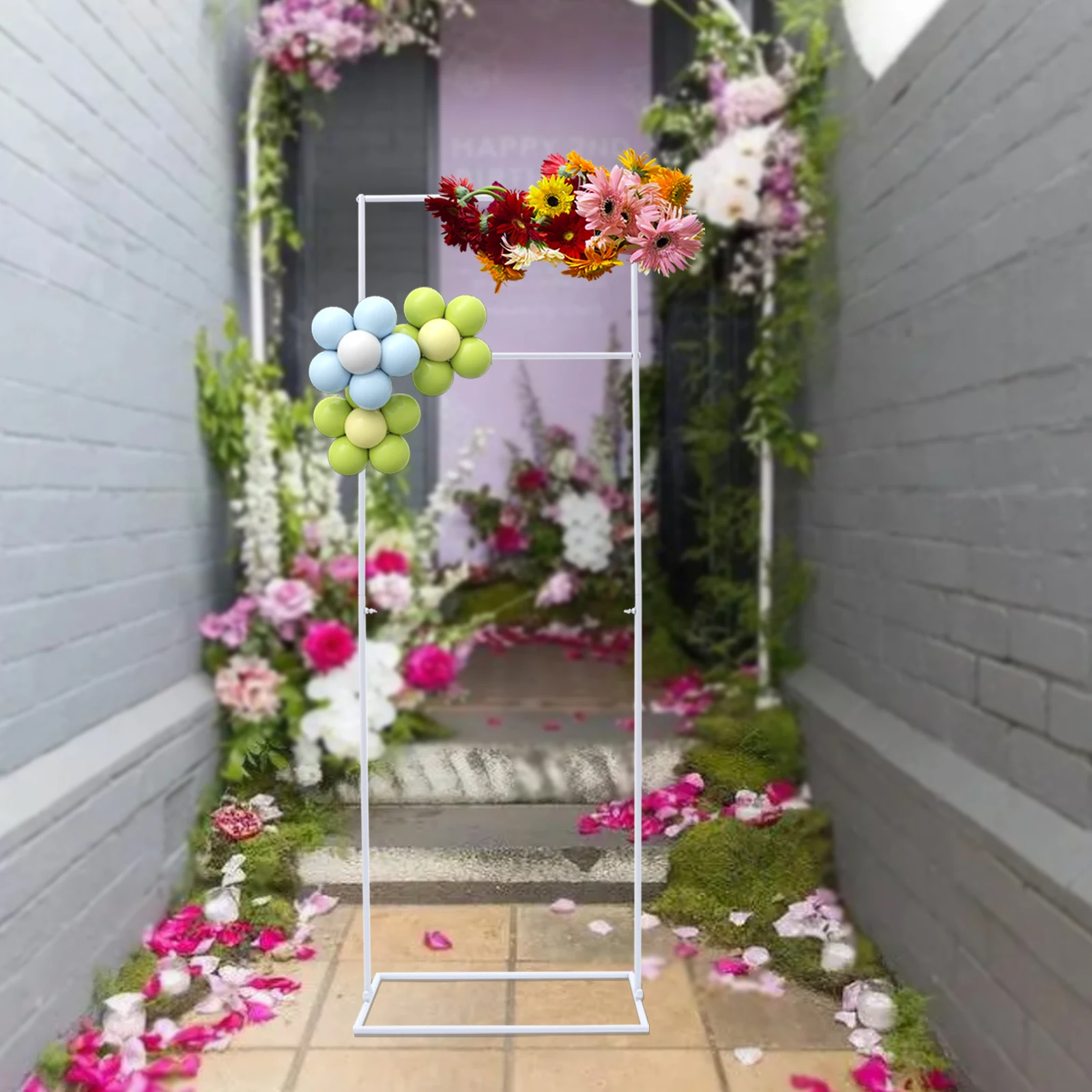 Wedding Arch Backdrop Stand Square Wedding Arches for Ceremony White Metal Arch Stand Garden Floral Arbor