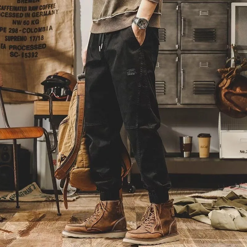 

New Men Joggers Cargo Pants Elastic Waist Cotton Sweatpants Pockets Pants Straight Working Pants Quick Drying Sports Trouser
