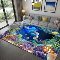 CLOOCL Ocean Dolphin Pattern Rug 3D Print 6