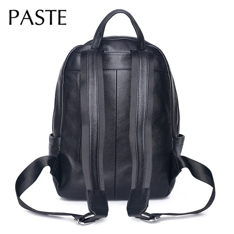 2024 Black Fashion Genuine Cow Leather Men's Backpack Male Laptop Man Business Bagpack High Quality Shool Bags for Teenager Boys 3