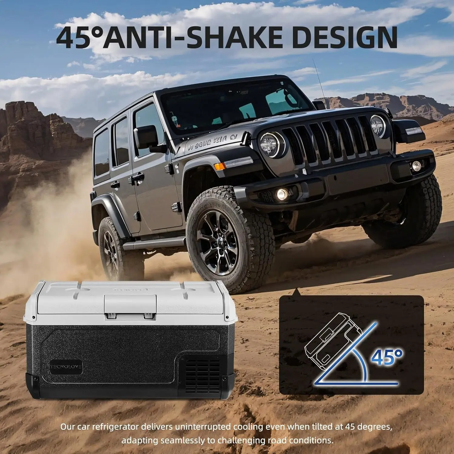 12V Vehicle Refrigerator, 32-Quart Portable Fridge and Freezer with Expandable Evaporator, Temperature Range from -4°F to 68°F,