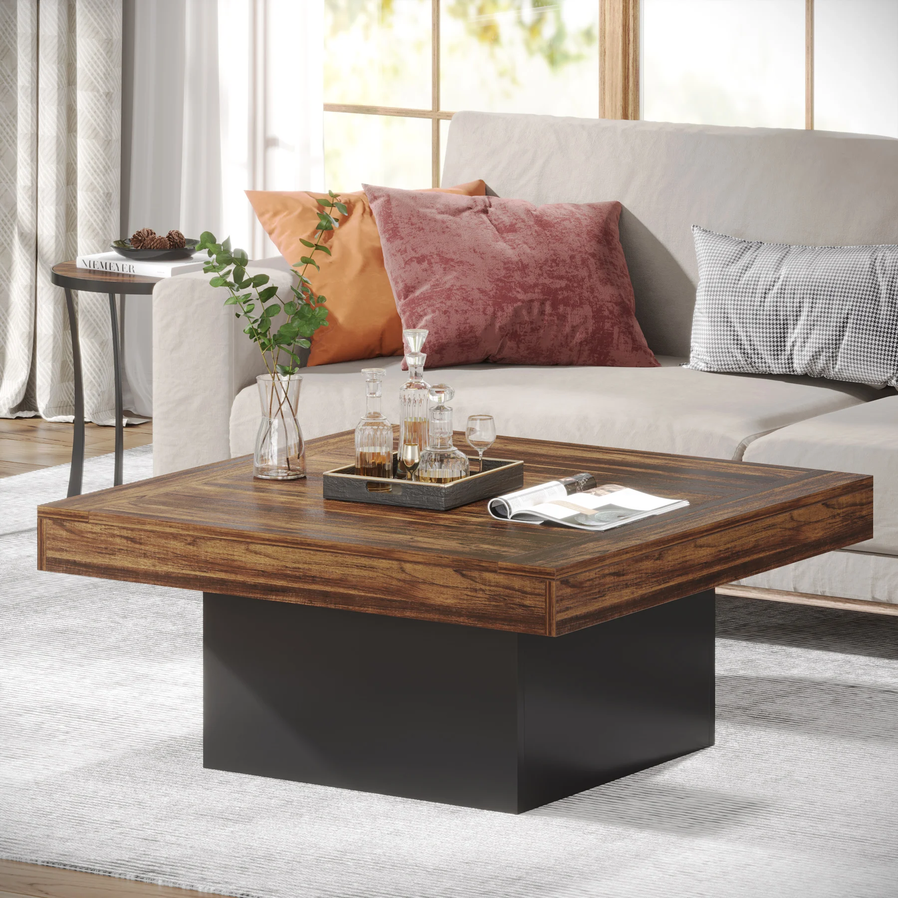 Square LED Rustic Coffee Table 1
