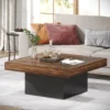 Tribesigns Coffee Table Square LED Coffee Table Engineered Wood Low Coffee Table for Living Room Rustic Brown & Black 1