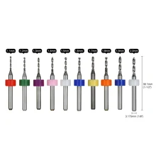 Jeu de forets en carbure de tungstène, 10 pièces, Micro gravure, outils électriques, accessoires pour PCB, bois, plastique, Dia0.3 2.0mm, couleur différente