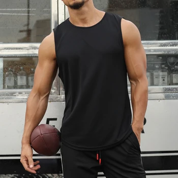 Men's Sleeveless Sports T-Shirt Quick Drying Breathable Tank Top For Running Training Marathon Fitness Vest 1