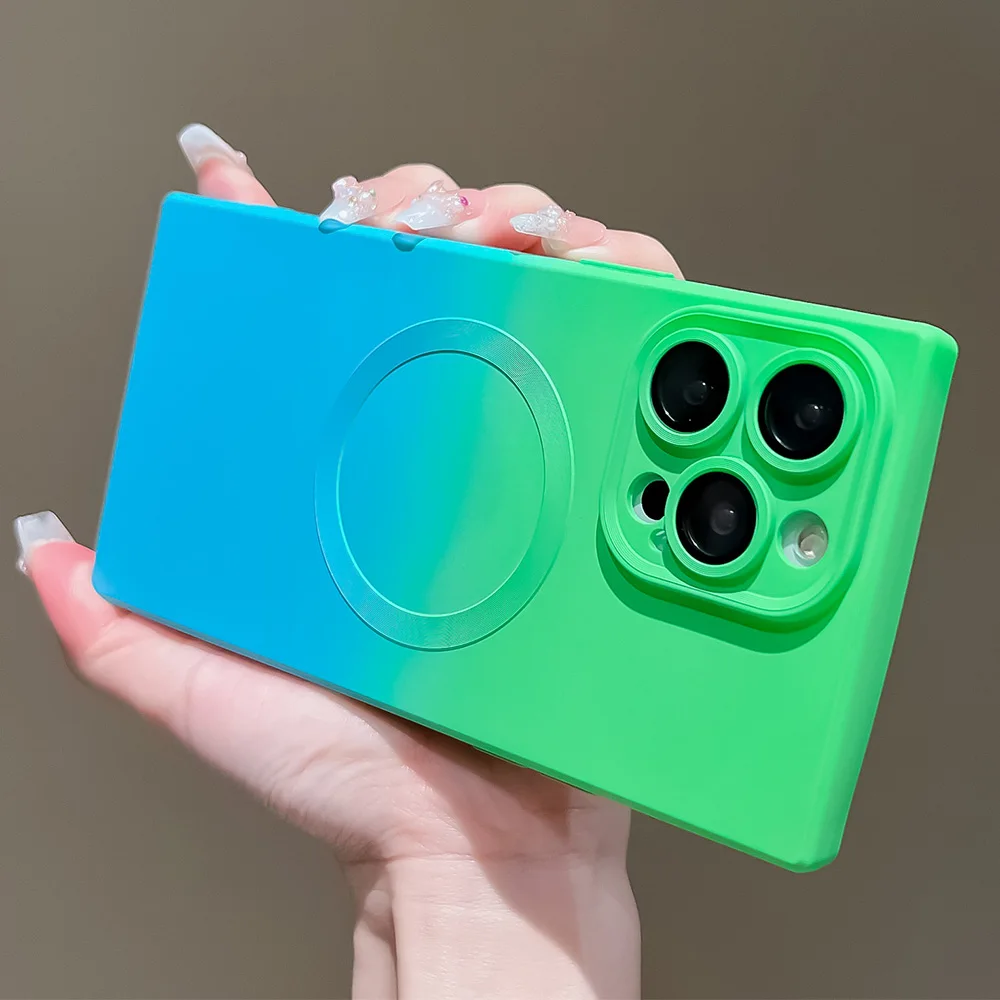 Square Gradient Color For Magsafe Wireless Charger Case For