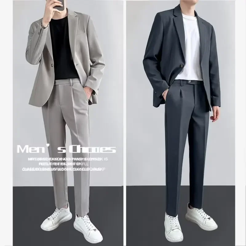 Casual One-Button Groomsmen Suit Two-Piece Set Korean Style Young Fashionable Men's Business Wedding Party Wear