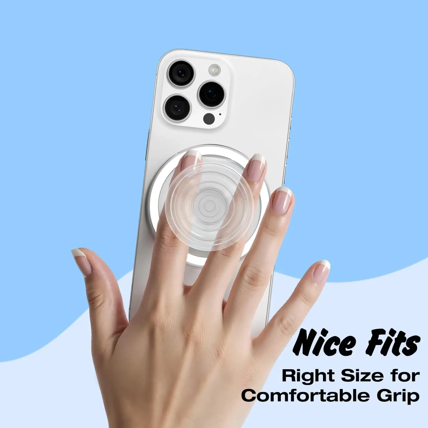 Magnetic Transparent Acrylic Phone Grip & Kickstand - Removable Stand Accessory