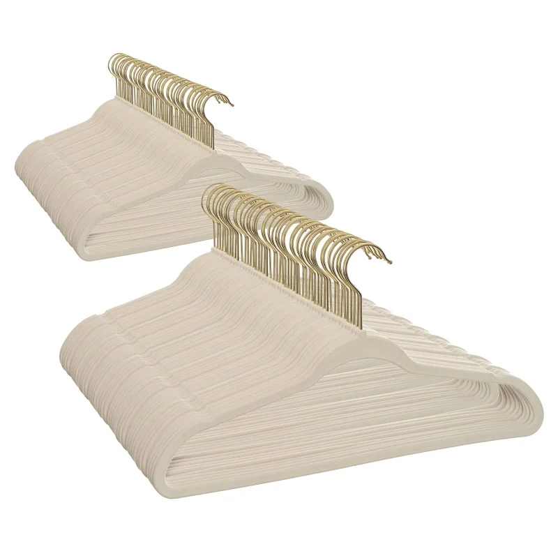 

Better Homes & Gardens Non-Slip Velvet Clothes Hangers, 100 Pack, Beige, Space Saving