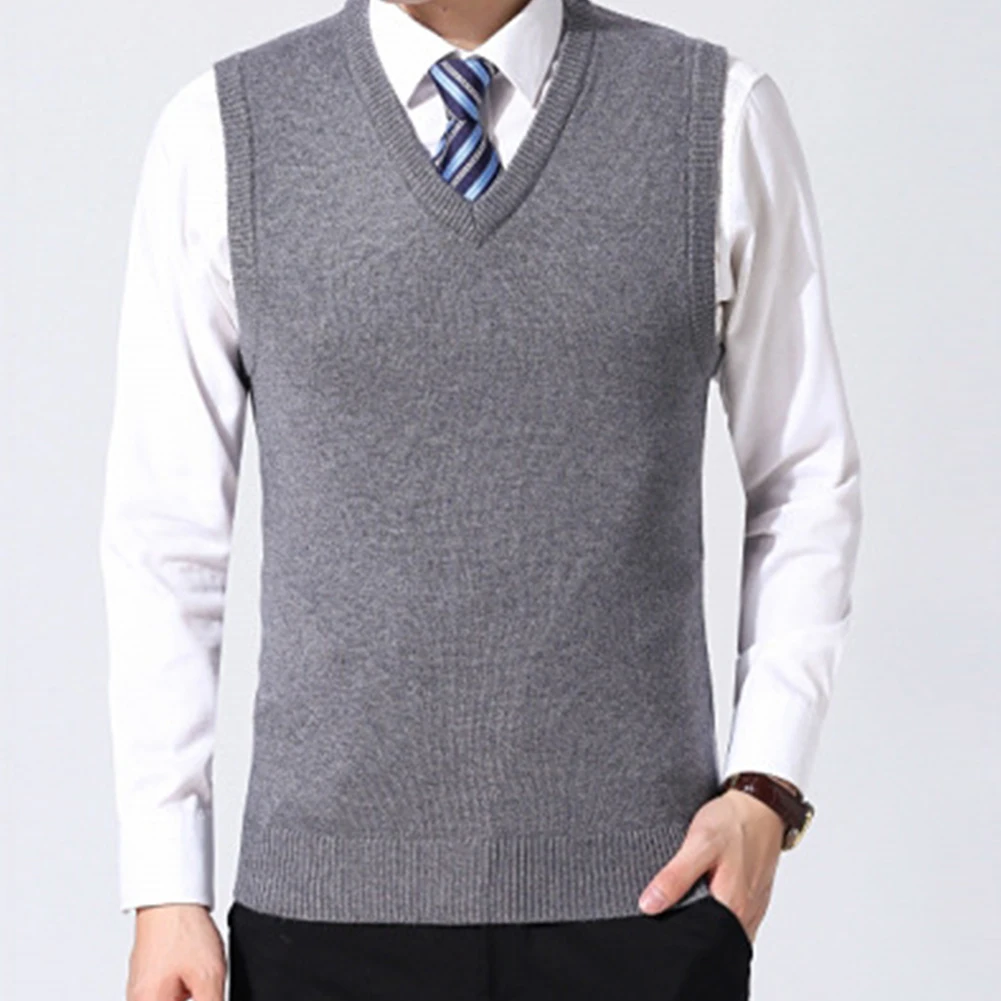 Mens Slim Fit Sweater Vest Knitted Tank Top Sleeveless Pullover Solid Color Top Fashion Autum Casual Men Clothing Loose Sweaters