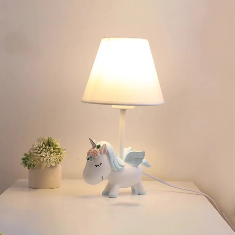 Cute Children's Room Table Lamps Pink Blue Unicorn Lamp LED Modern Warm Princess Room Baby Room Girl Bedroom Bedside Table Light 3