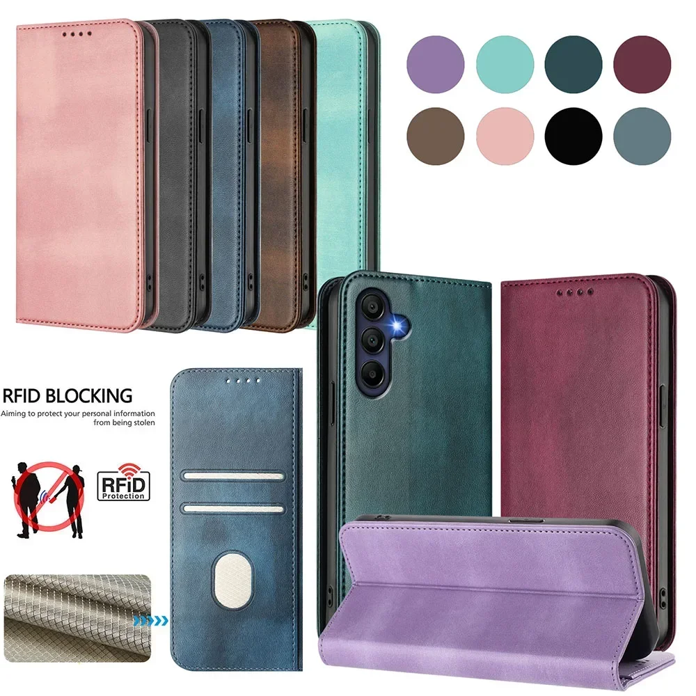 Luxurious Wallet Flip Leather Phone Case with Magnetic Back Cover