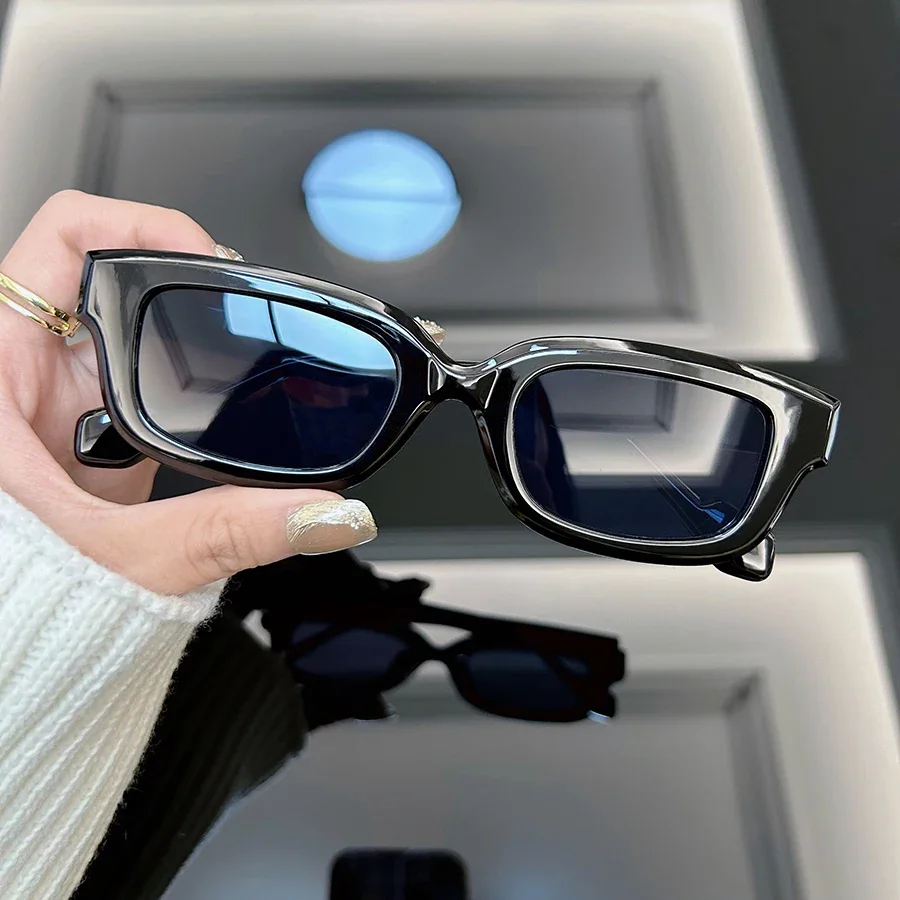 Retro Quadratische Sonnenbrille für Damen und Herren Markendesigner Mode Schwarze Sonnenbrillen Vintage Verspiegelte Gläser Oculos De Sol – Detail 3